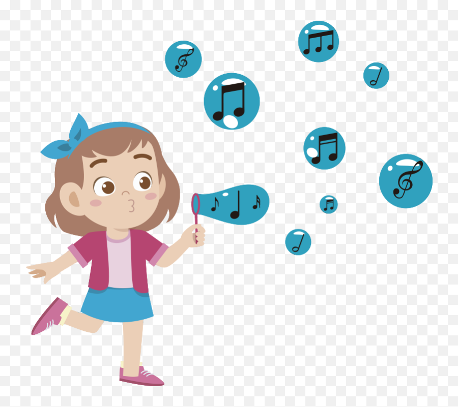 Vinilo Para Niños De Niña Soplando Notas - Cute Kid Teen Girl Clipart Emoji,Emoticons Notas Musicais