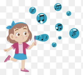 Vinilo Para Niños De Niña Soplando Notas - Cute Kid Teen Girl Clipart Emoji,Emoticons Notas Musicais