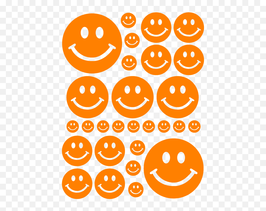 Smiley Face Wall Decals In Orange - Smiley Face Stickers Purple Emoji,Emoticon For Construction