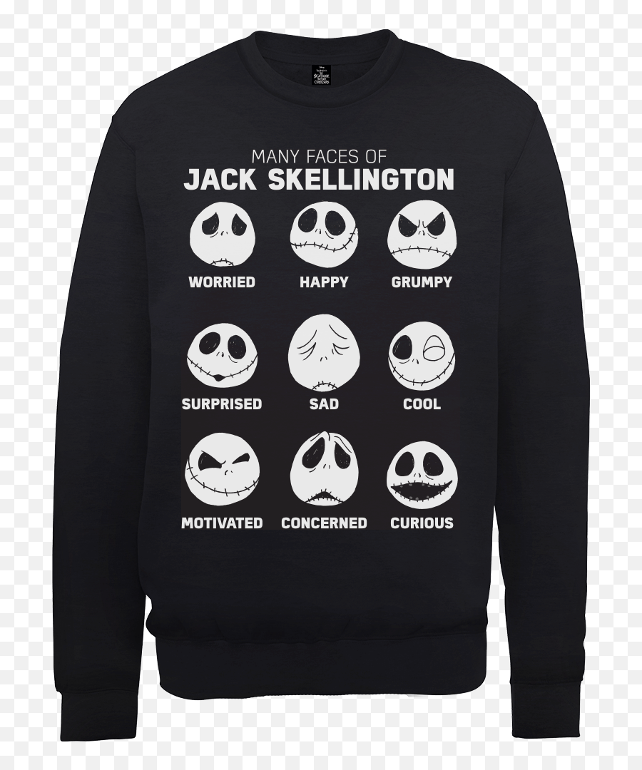 Disney The Nightmare Before Christmas Jack Pumpkin Faces Black Sweatshirt - Pesadilla Antes De Navidad Jack Expresiones Emoji,Emoji Joggers For Girls