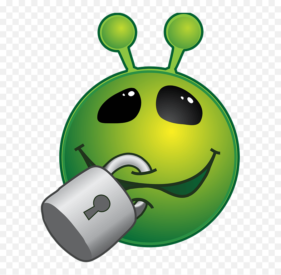 Smiley Green Alien Lipsealed Clipart - Mad Alien Emoji,Clipart Emoticons Huh