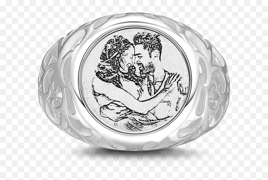 Womenu0027s Photo Engraved Ring With Engraving Silver - Solid Emoji,Nae Nae Emoji