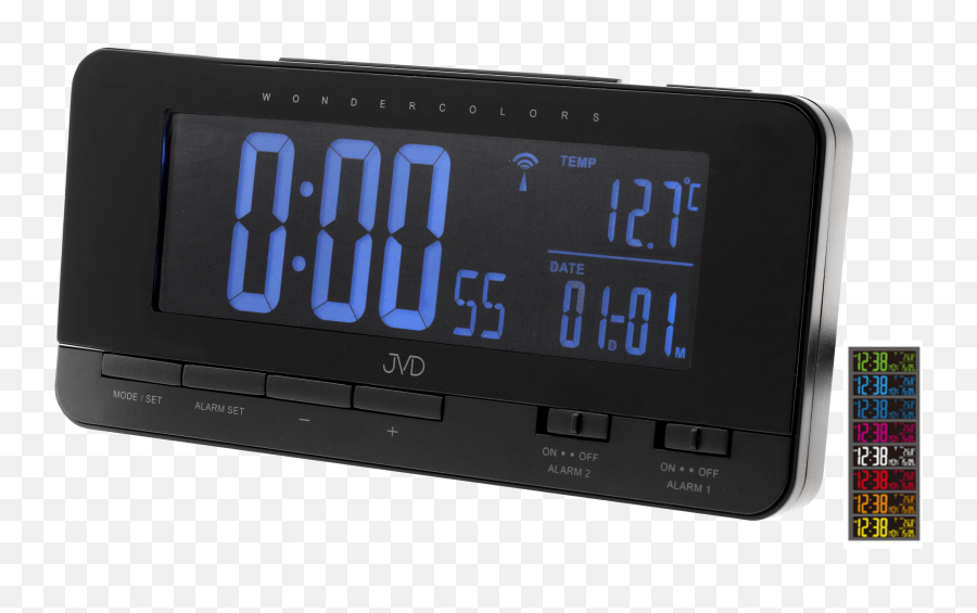 Radio Controlled Digital Alarm Clock Jvd Black Rb93501 - En Alarm Clock Emoji,Emoji Digital Alarm Clock Radio