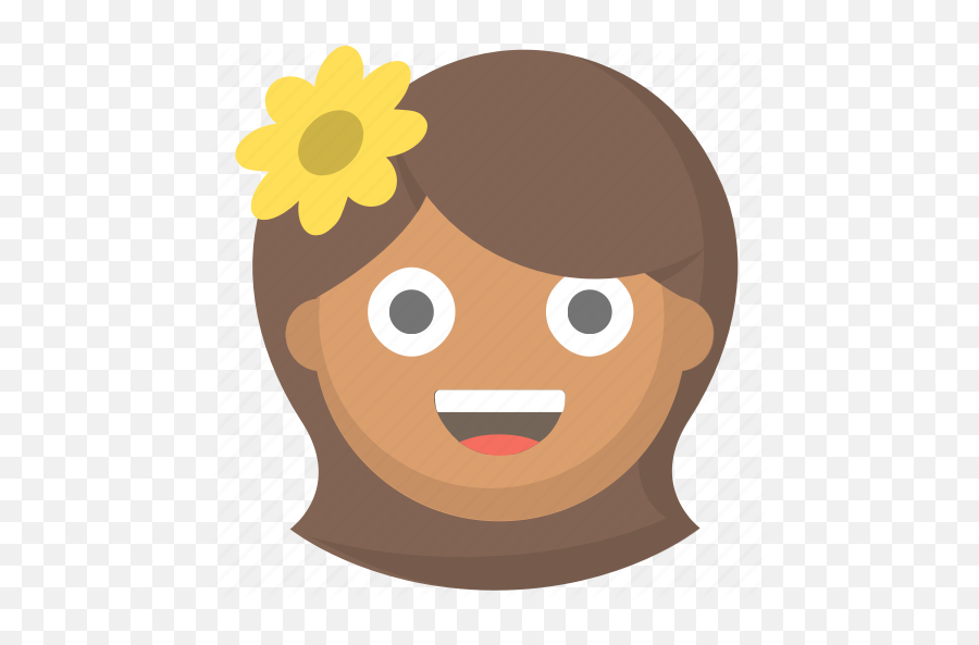 Chick Cute Flower Girl Hippy - Happy Emoji,Flower Child Emoji