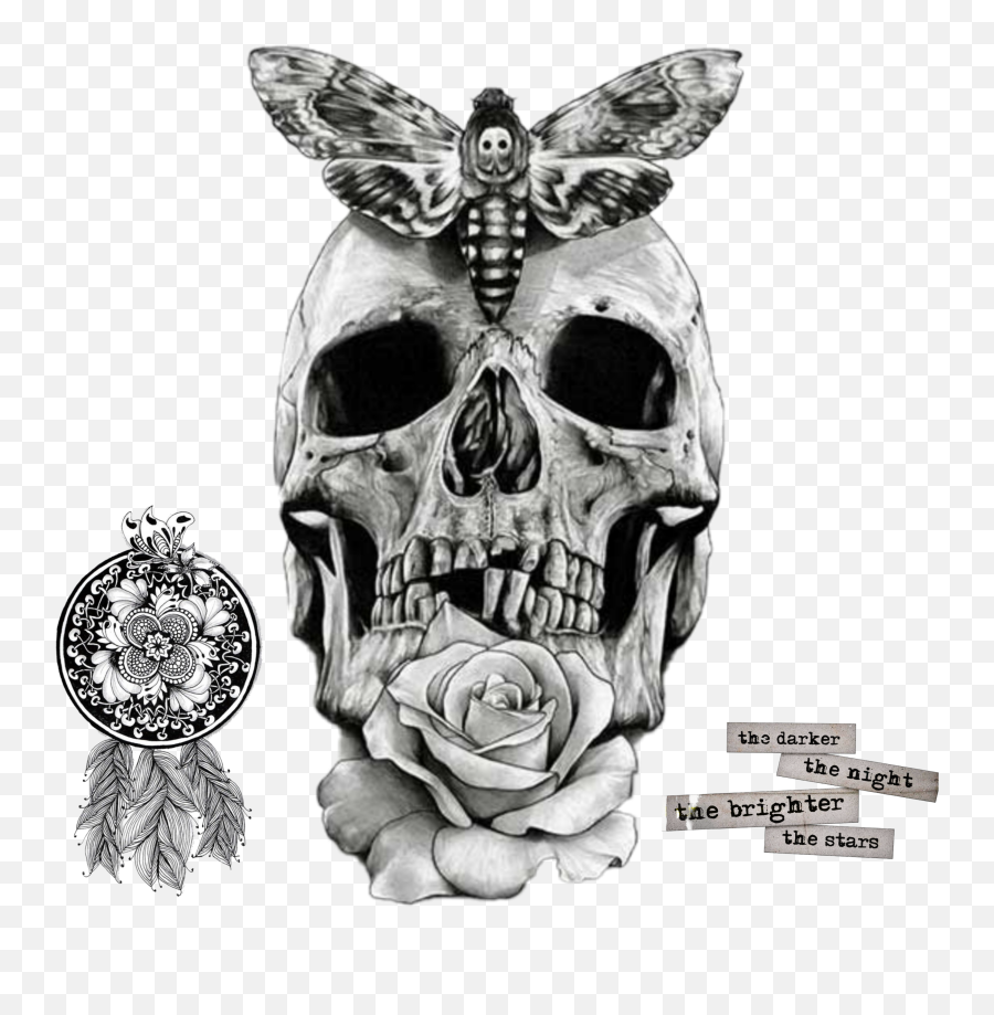 Discover Trending Skeleton Stickers Picsart - Skull And Butterfly Tattoo Emoji,Skelton Emoji