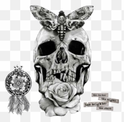 Discover Trending Skeleton Stickers Picsart - Skull And Butterfly Tattoo Emoji,Skelton Emoji