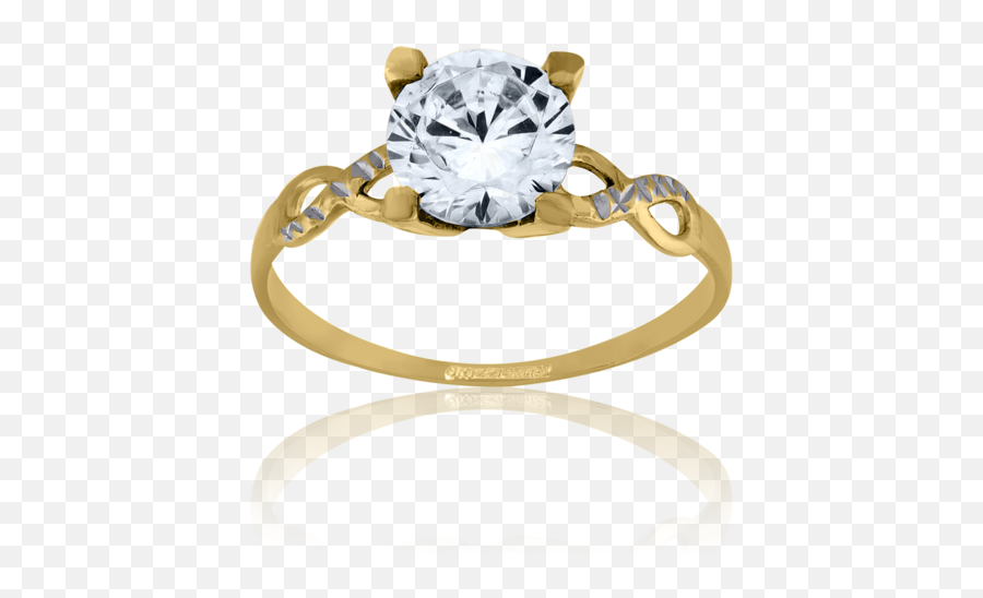 Engagement Rings - Solid Emoji,Emotions Cubic Zirconia 10k Gold Swirl Ring