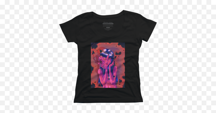 Comic Womenu0027s Scoop Neck T - Shirts Design By Humans Emoji,Devil Emoji Jack O Lantern