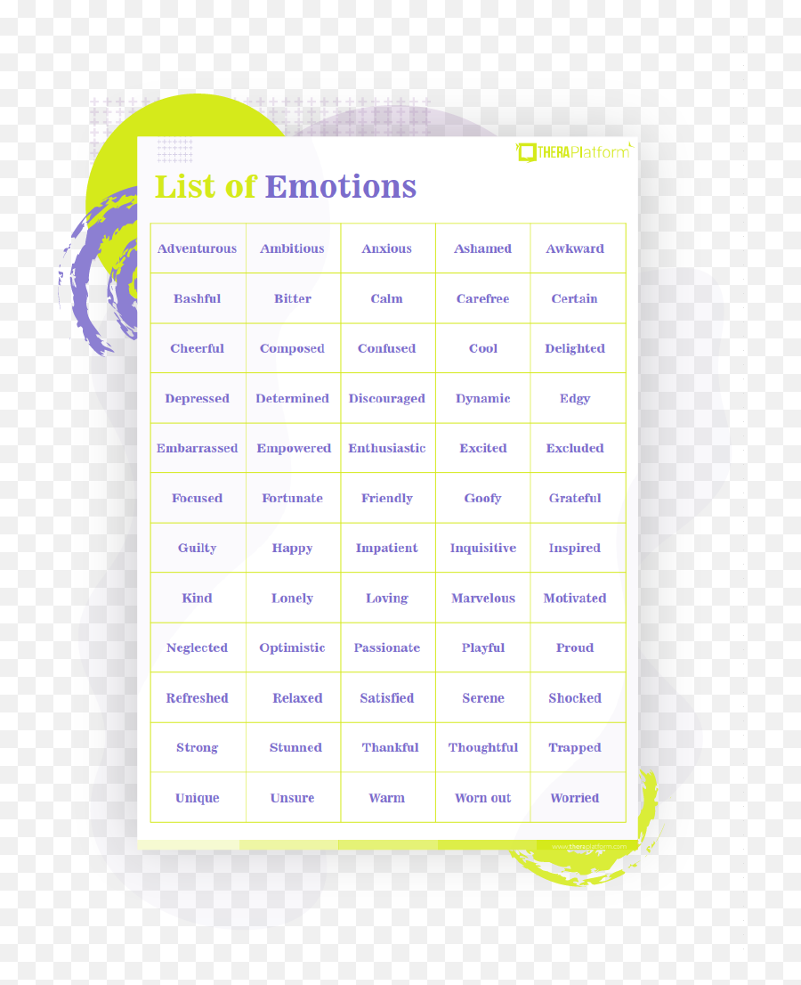 Therapy Worksheets Tools E - Dot Emoji,The List Of Emotions Cbt