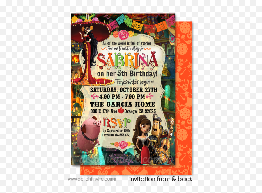 Digital Birthday Invites Tagged Dia De Los Muertos - Swirly Theme Of Book Of Life Emoji,Dia De Los Muertos Emojis