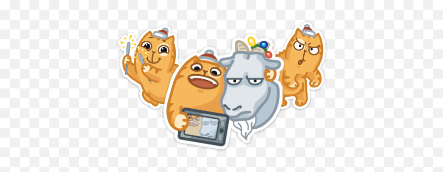 Set Of Stickers New Years Persik Vk - Display Device Emoji,New Year's Emoji
