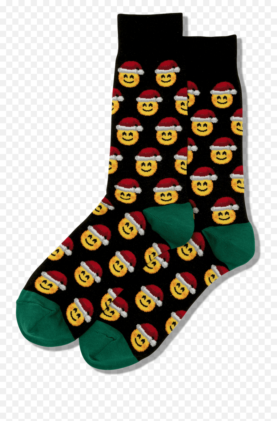 Menu0027s Santa Smile Emoji Socks - Black Christmas Emoji Socks,Santa Emoji