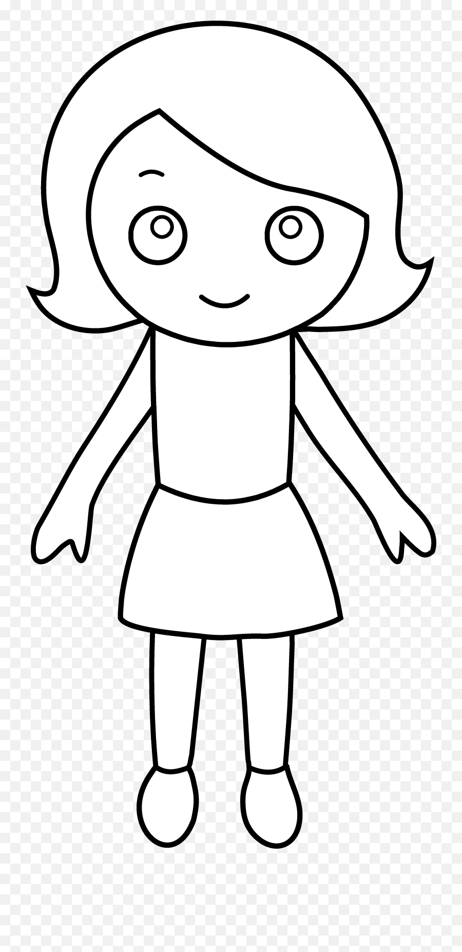 Girl Clipart Outline Girl Outline - Outline Clipart Of Girl Black And White Emoji,Body Coloring Page And Emotion