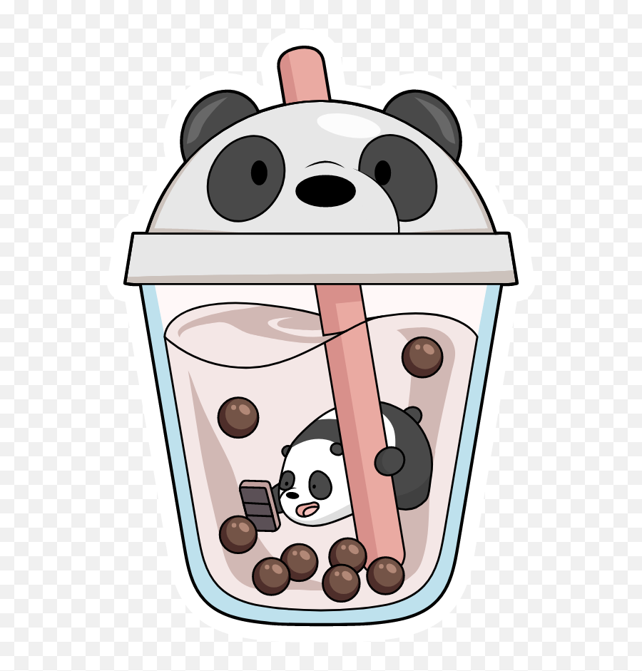 We Bare Bears Panda In Boba Drink - We Bare Bears Boba Tea Emoji,Boba Emoji