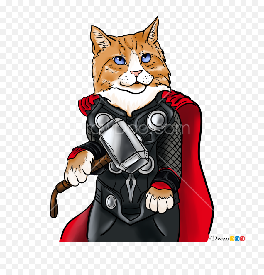 How To Draw Thor Cat Cats Superheroes - Fictional Character Emoji,How To Draw An Easy Cat With Emojis