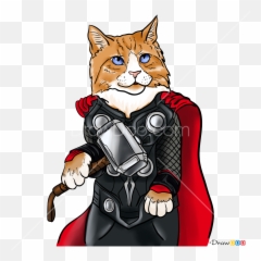 How To Draw Thor Cat Cats Superheroes - Fictional Character Emoji,How To Draw An Easy Cat With Emojis