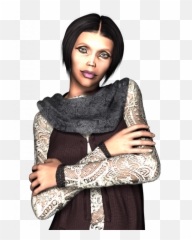 Woman Grey Scarf Arms Crossed Pnglib U2013 Free Png Library - Bob Cut Emoji,Woman Crossing Arms Emoji