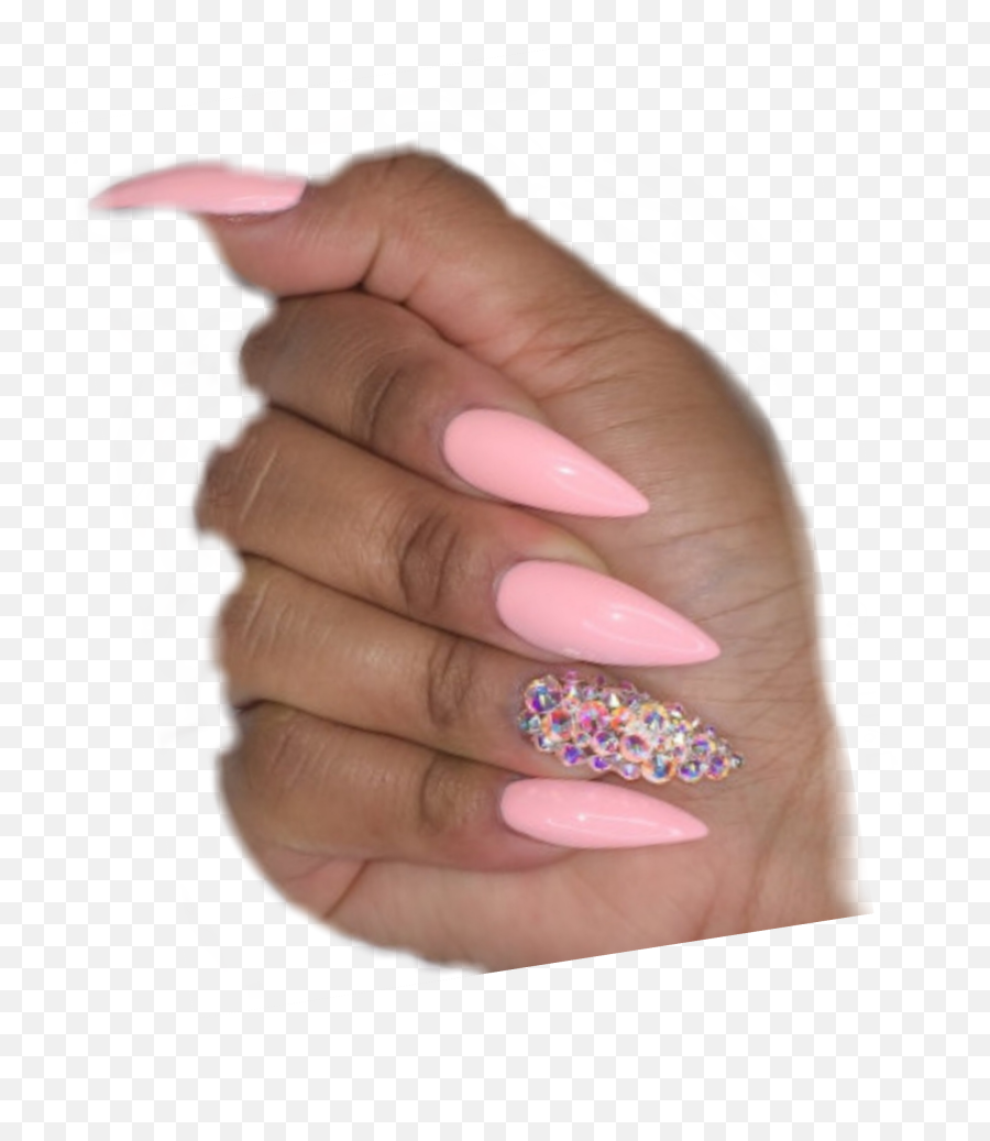 Nail Nails Pink Cute Sticker - Gel Nails Emoji,Nails With Emojis And Glitter