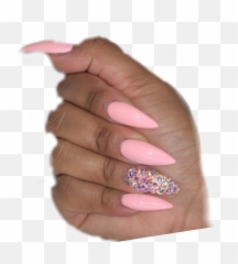 Nail Nails Pink Cute Sticker - Gel Nails Emoji,Nails With Emojis And Glitter