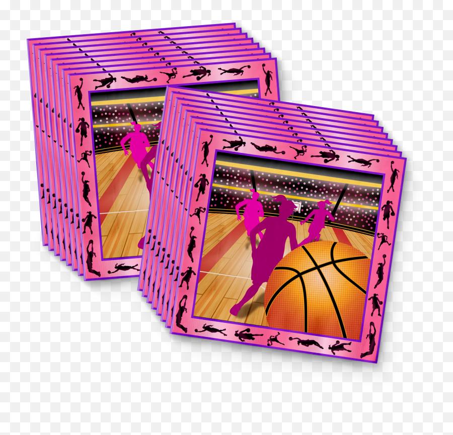 Pink Girl Basketball Birthday Party Tableware Kit For 16 - Packet Emoji,Piank Girl With Super Emotions