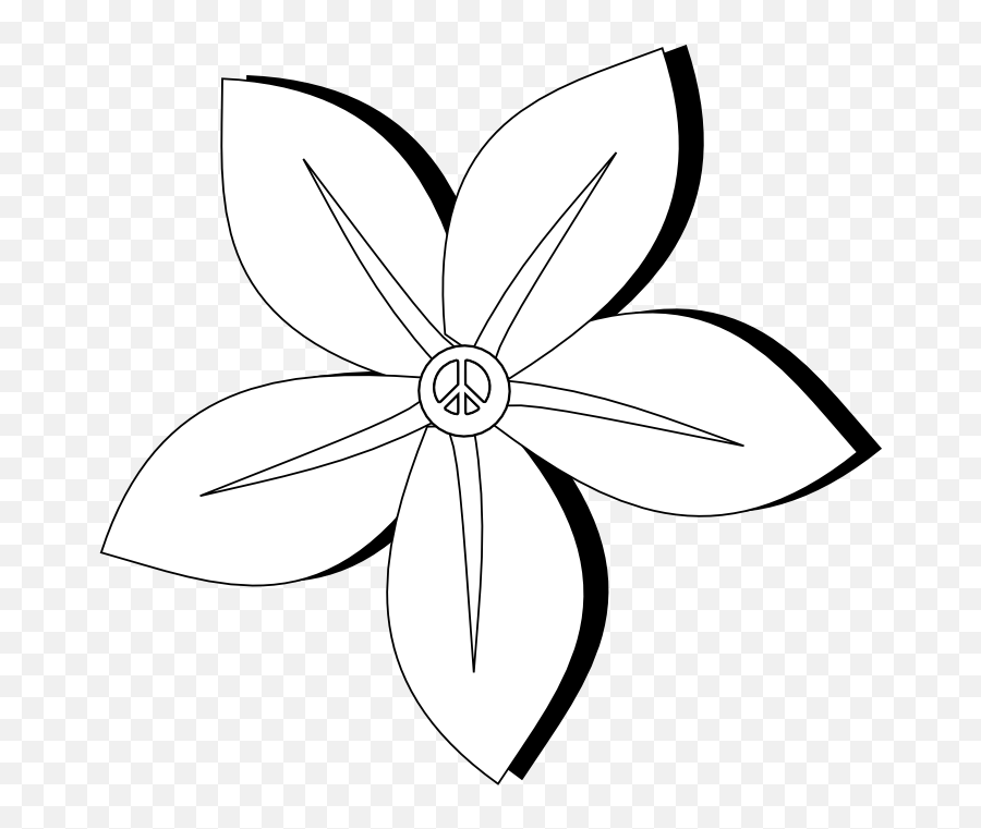 Peace Symbol Peace Sign Flower 35 Black - Flower Drawing Vector White Emoji,Black Flower Emoji
