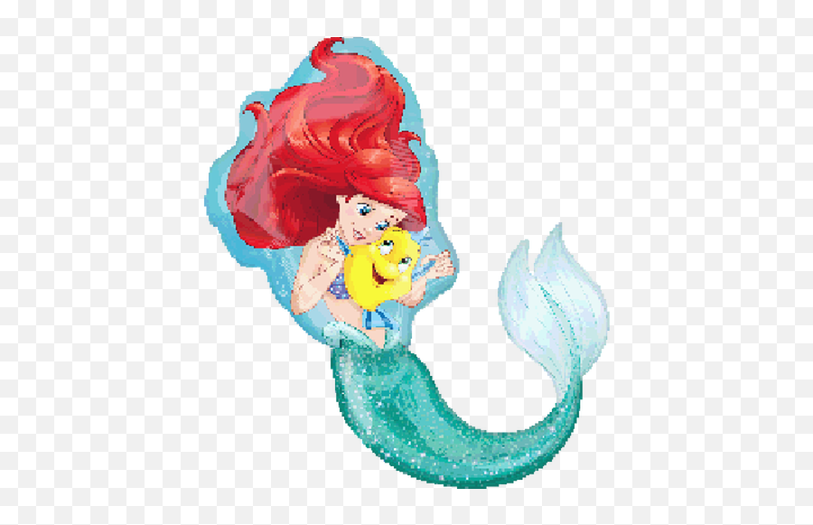 The Little Mermaid Ariel Emoji Foil Round Balloon 45cm - Little Mermaid Flounder Ariel,Mermaid Emoji