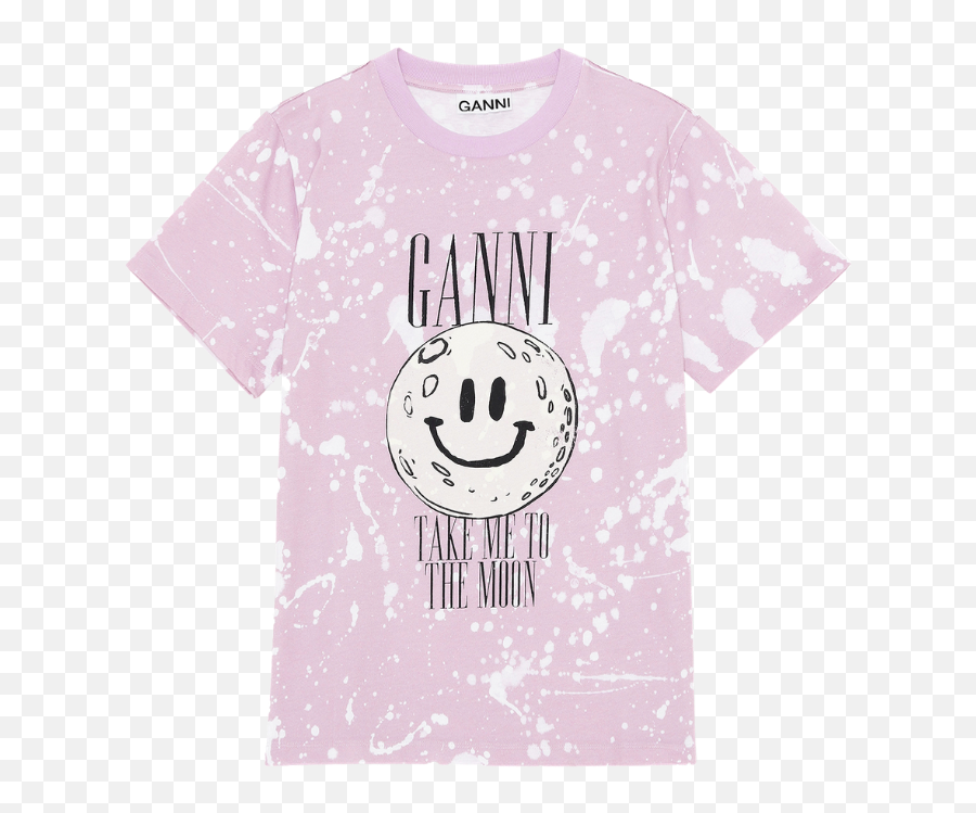 Ganni Cotton T - Shirt Moon Print Ovo Essentials T Shirt White Emoji,Glazed Over Eyes Emoticon