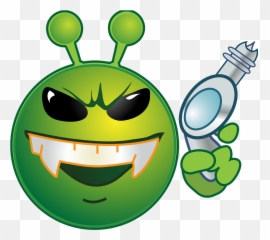 Smiley Green Alien Gun Clipart - Hihi Emoji,Clipart Emoticons Huh