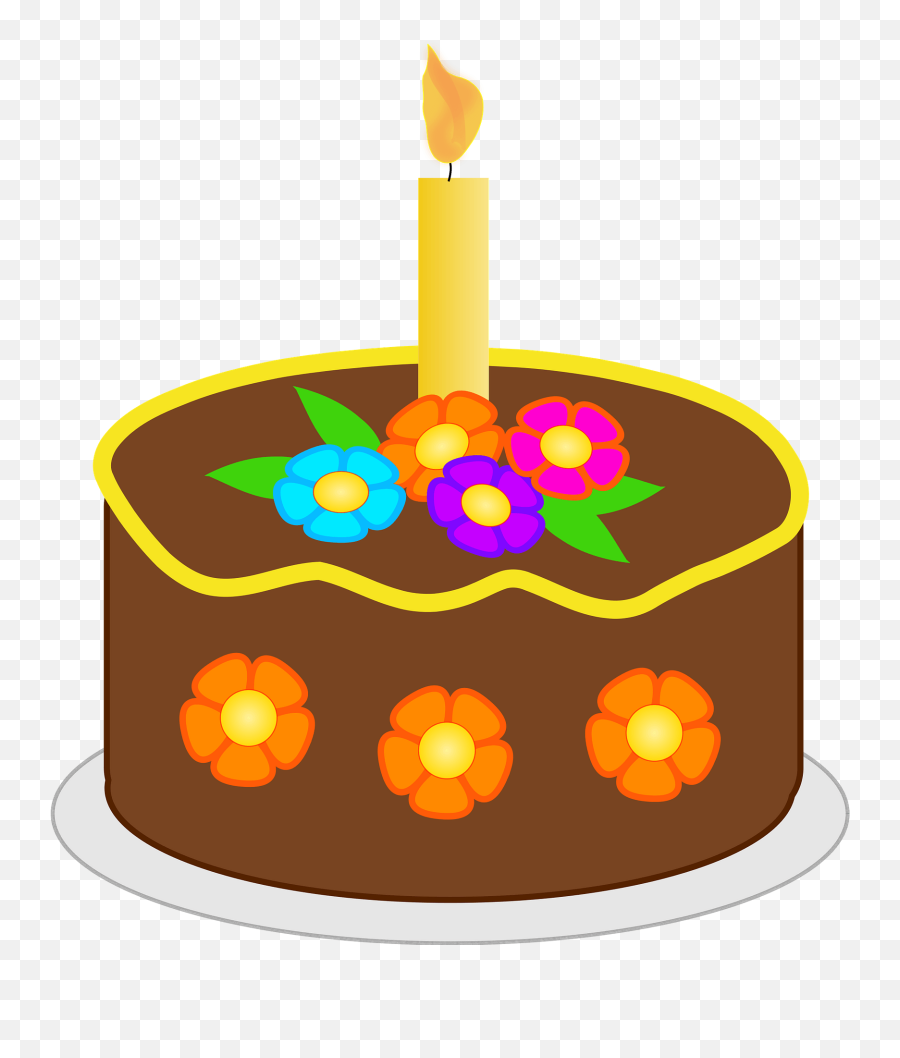 Chocolate Birthday Cake With Candle Clipart Free Download - Birthday Cake Clipart With Candles Emoji,Birthday Emojis Animated
