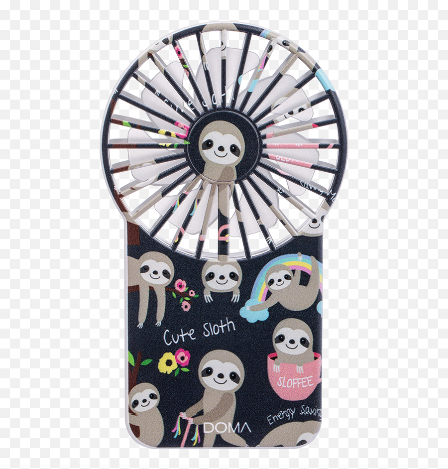 Pocket Slim Fan With Stand Pop Culture Theme U2013 Doma Wellness Emoji,Cute Sloth Emojis