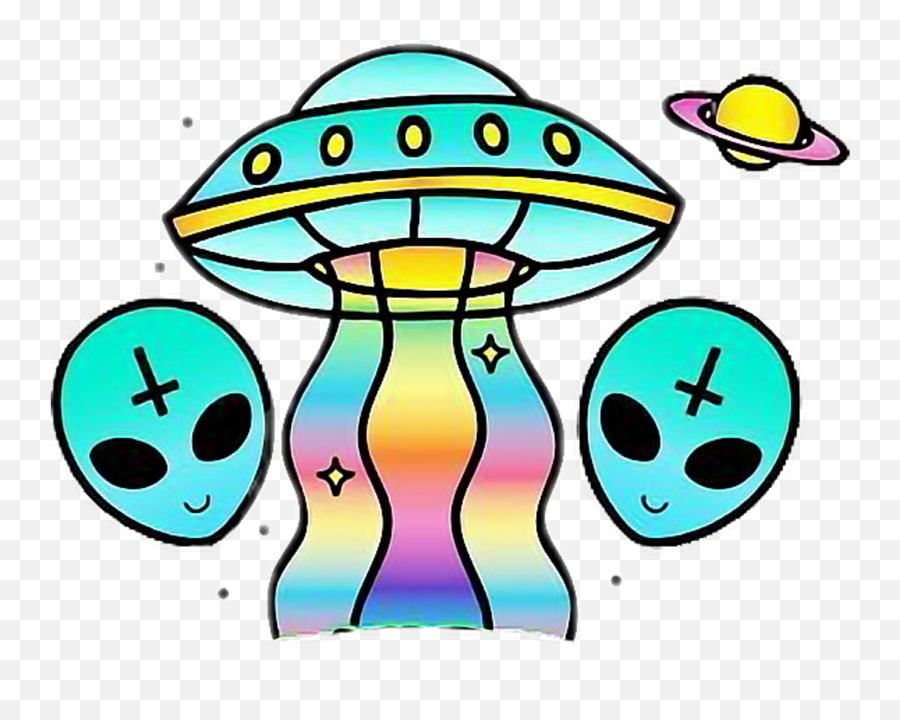 Alien Ovni Cool Rainbow Girl Tumblr - Alien Png Emoji,Alien Emoji With Flower Crown