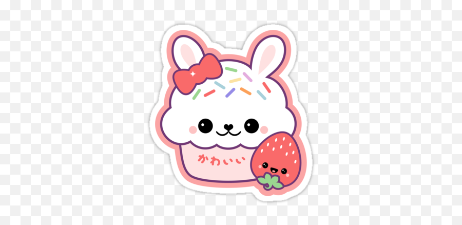 Super Cute Cupcake Stickers With Bunny Ears Happy - Cute Cupcake Sticker Emoji,Peeing Emojis