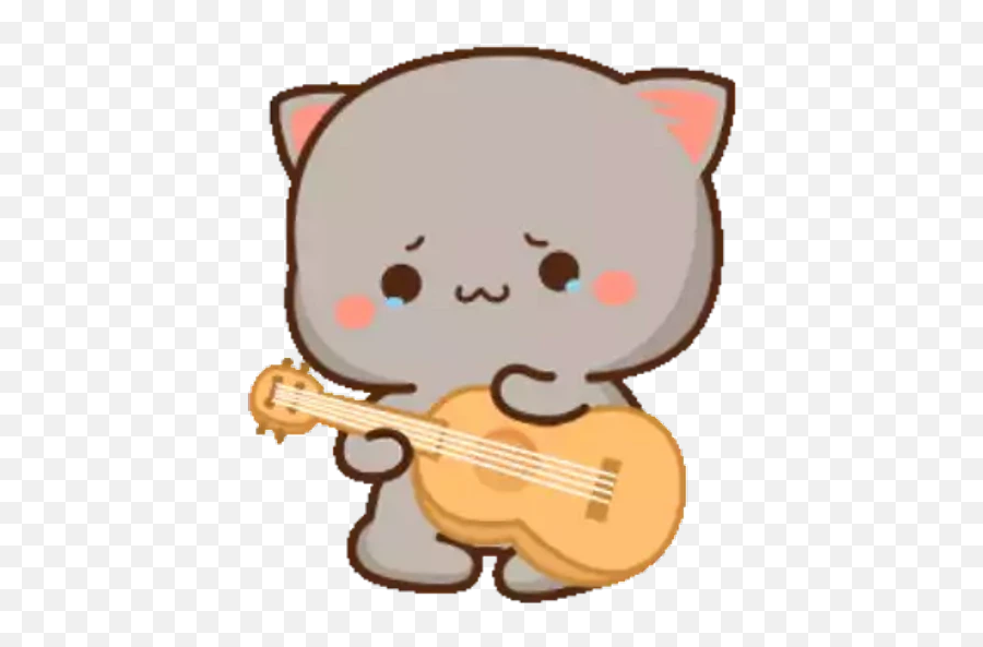 Mochicat - Mochi Mochi Peach Cat Sad Emoji,Violin Emoji Stickers