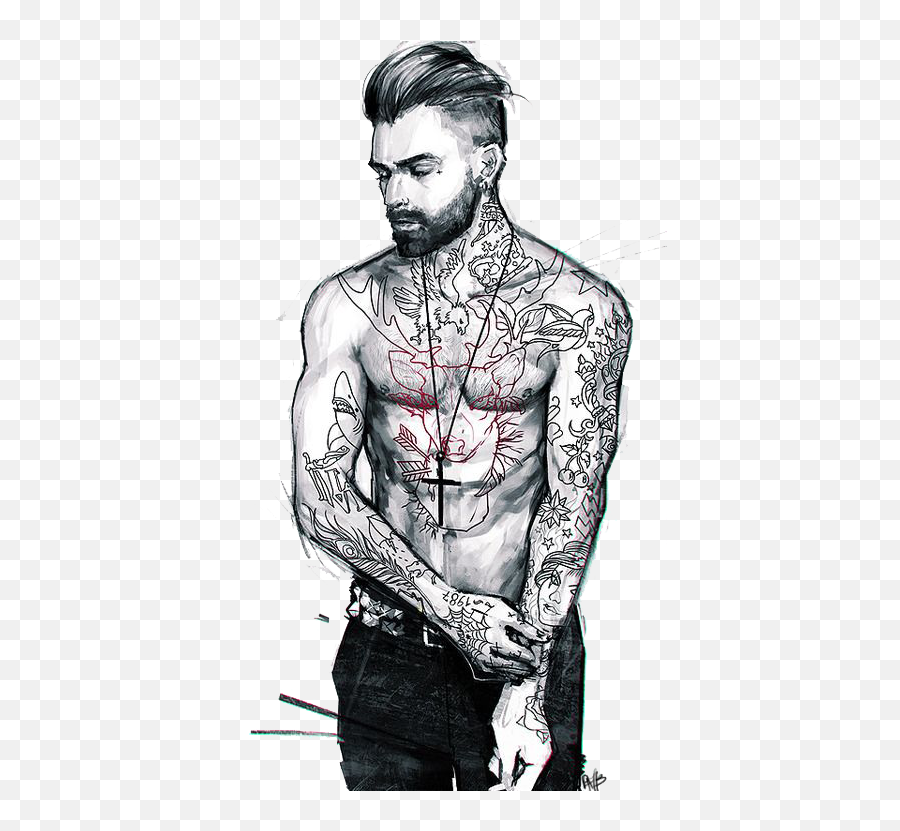 Download Tattoo Cartoon Character - Drawing People With Tattoos Emoji,100 Emoticon Tattoo