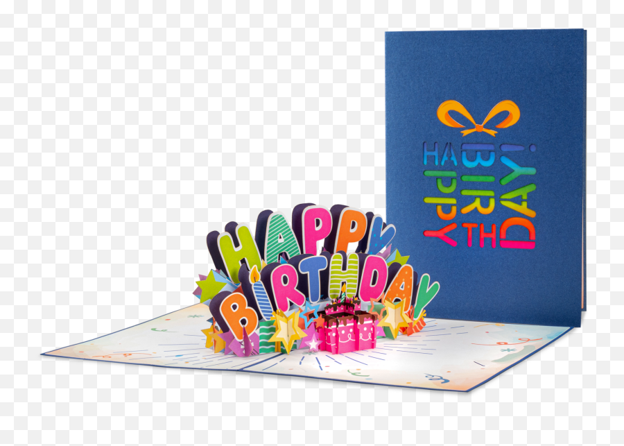 Happy Birthday Pop Up Card Blue - Blank Note Emoji,Happy Birthday Text Emojis