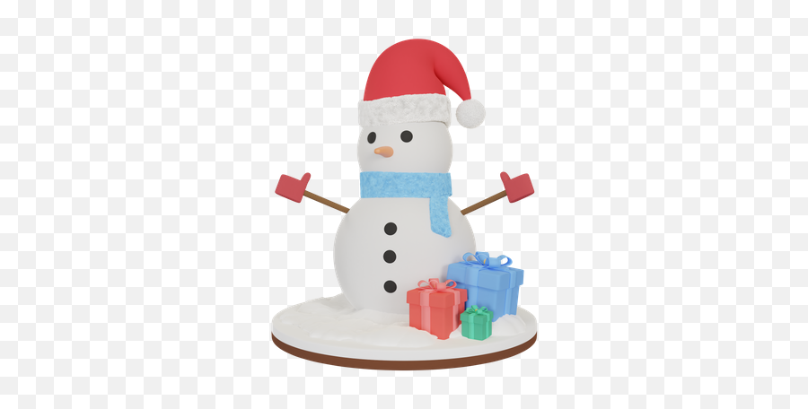 Premium Snowman With Gift 3d Illustration Download In Png Emoji,Frosty The Snowman Emoji