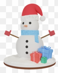 Premium Snowman With Gift 3d Illustration Download In Png Emoji,Frosty The Snowman Emoji