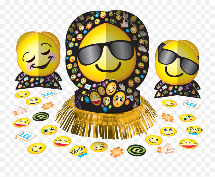 Smiley Birthday Party Table Decorating Kit 23 - Pc Canadian Emoji,Sunglasses Emojiu Handing Money