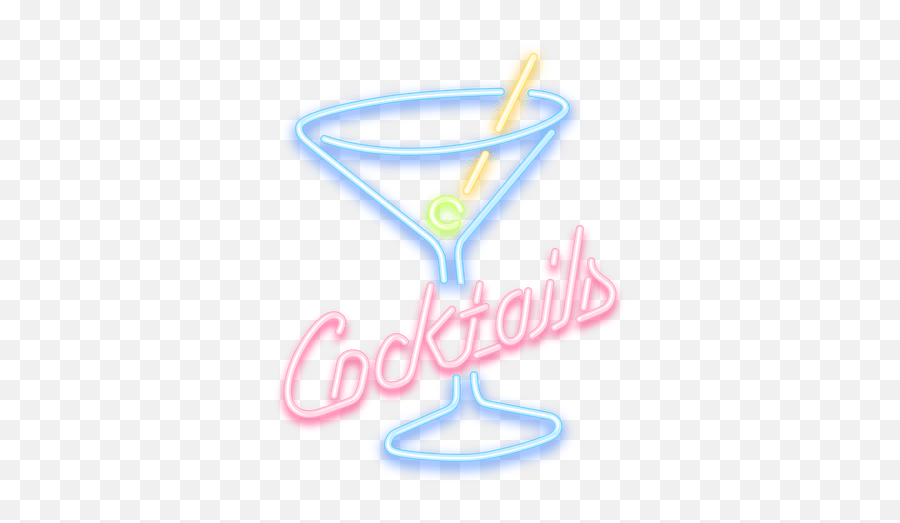Drinks Cocktail Neon Green Retro Pink Sticker By Kat - Neon Cocktail Sign Png Emoji,Martini Emoji