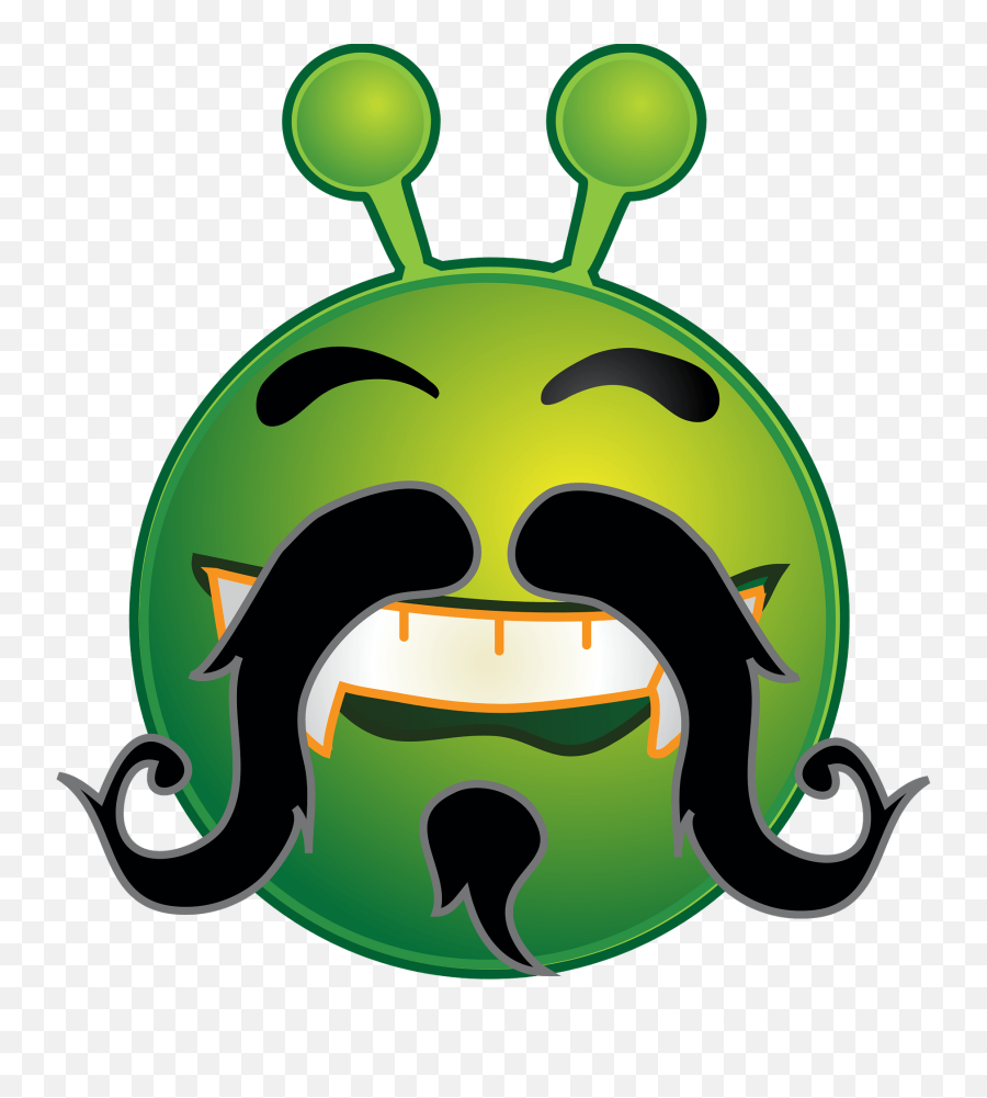 Smiley Green Alien Mustache Clipart Free Download - Laughing Alien Emoji,Smiley With Mustache Emoji