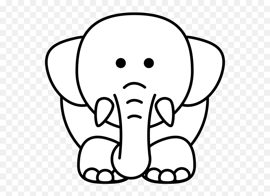 Cartoon Elephant Bw Png Svg Clip Art - Cartoon Elephant Clipart Black And White Emoji,Iphone Emojis Elephant