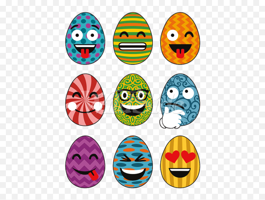 Download Nine Easter Eggs Emoji Faces - Happy,Emoji Easter Eggs