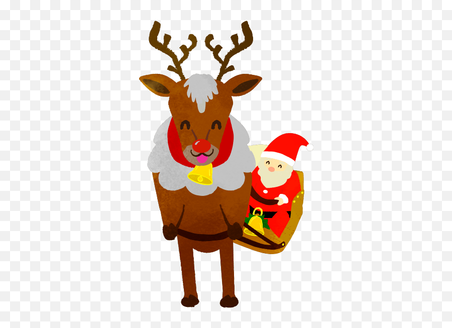 Santa And Reindeer Dashing Through The Snow - Cute2u A Free Santa Claus Emoji,How To Do A Santa And Tree Emoji
