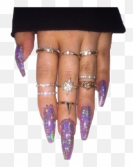 Nails Hand Acrylics Acrylic Sticker - Long Glitter Nails Emoji,Nails With Emojis And Glitter