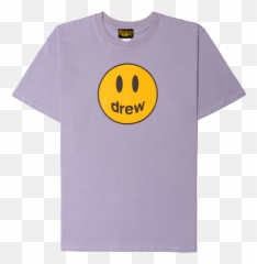 Drew House Mascot Faded Lavender Tee - Happy Emoji,In This House Emoticon