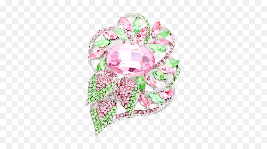 Pink U0026 Green Glass Crystal Flower Brooch Silver Tone The - Solid Emoji,Divine Nine Emojis