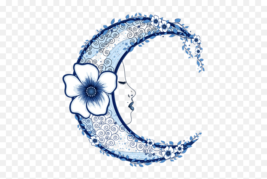 Drawing Of Crescent Moon Flowers Clipart - Full Size Clipart Transparent Moon Flower Png Emoji,Cresent Moon Emoji