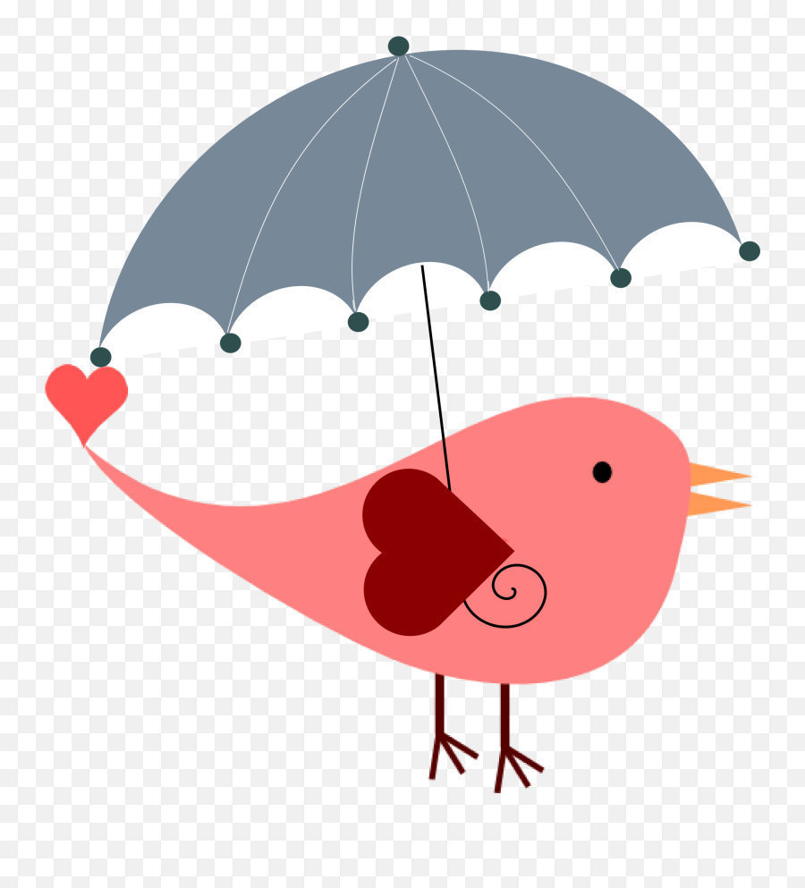 Cartoon Pink Bird Under Umbrella Free Image Download - Free Clip Art Wedding Shower Emoji,Anger Umbrella Emotion