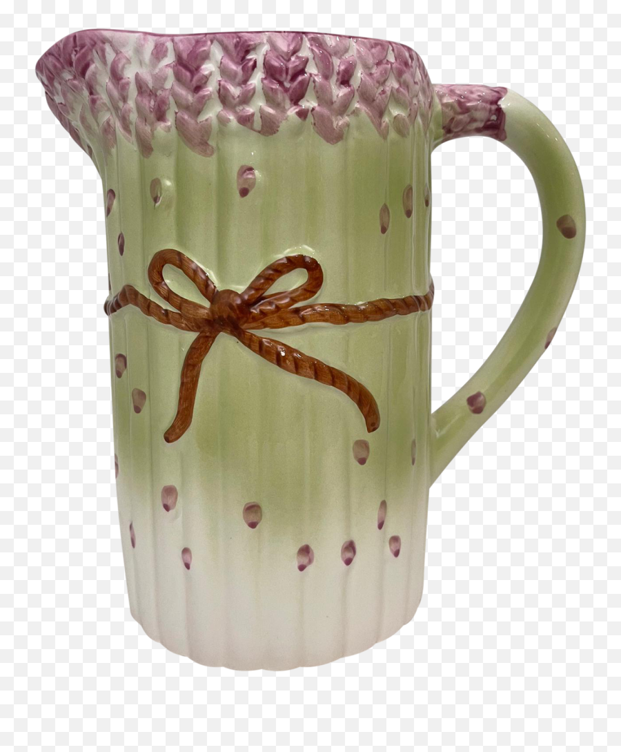 Late 20th Century Painted Asparagus Pitcher Emoji,Brayer Hands Emoji Brown