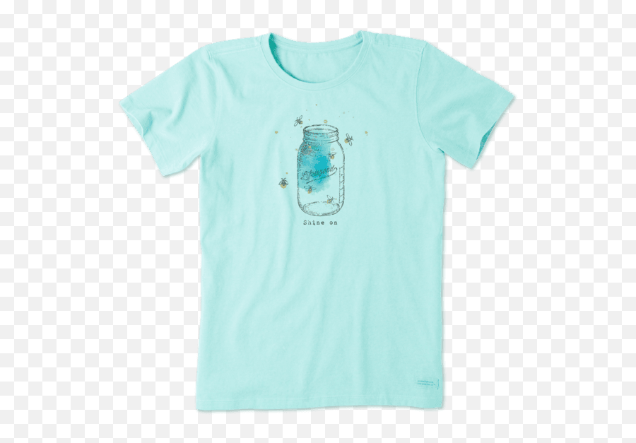 Womenu0027s Shine On Firefly Jar Crusher Tee Life Is Good - Short Sleeve Emoji,Mason Jar Emoji